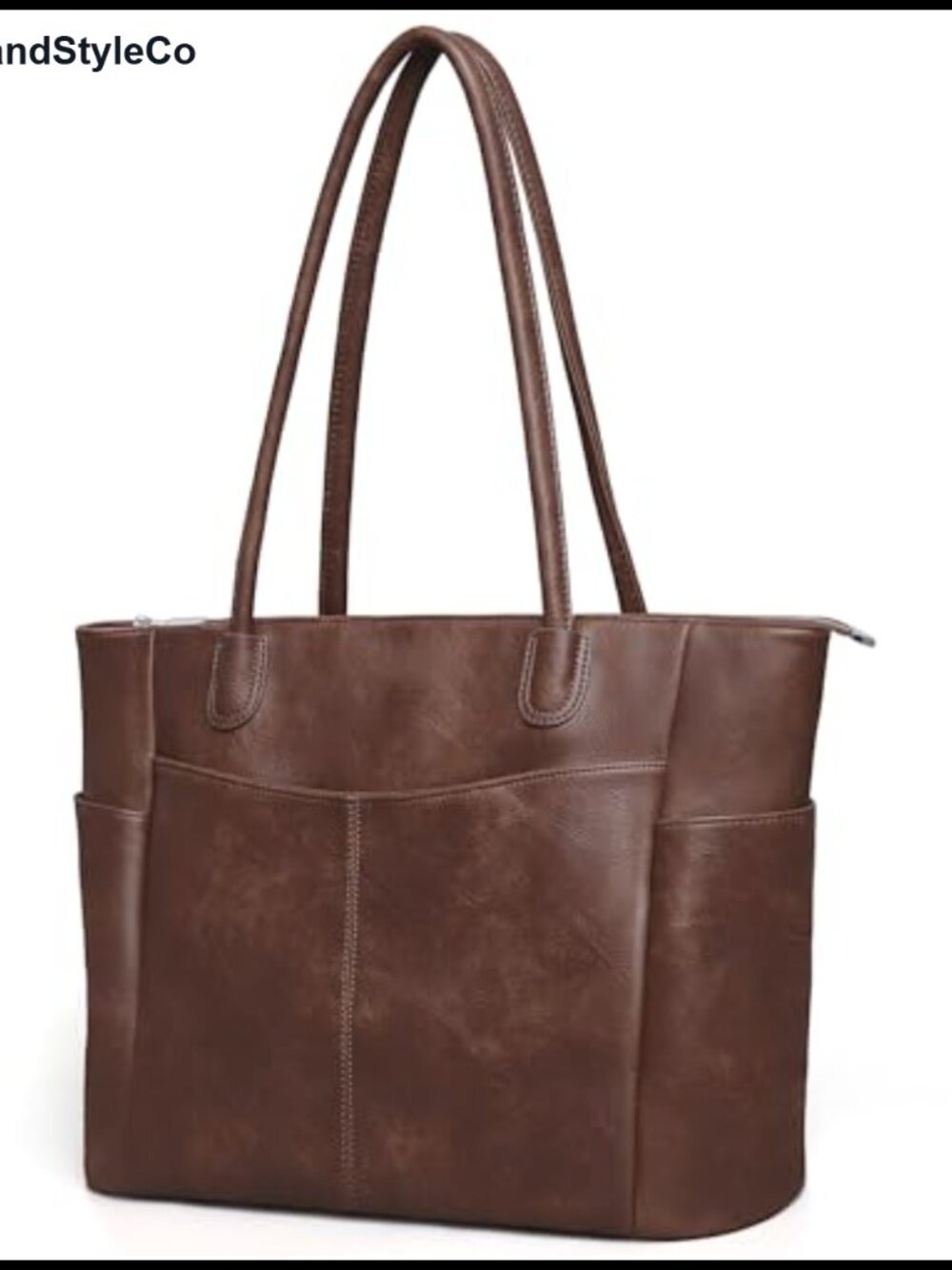 Vegan Leather Large Tote Bag for Women Work Travel Zipper